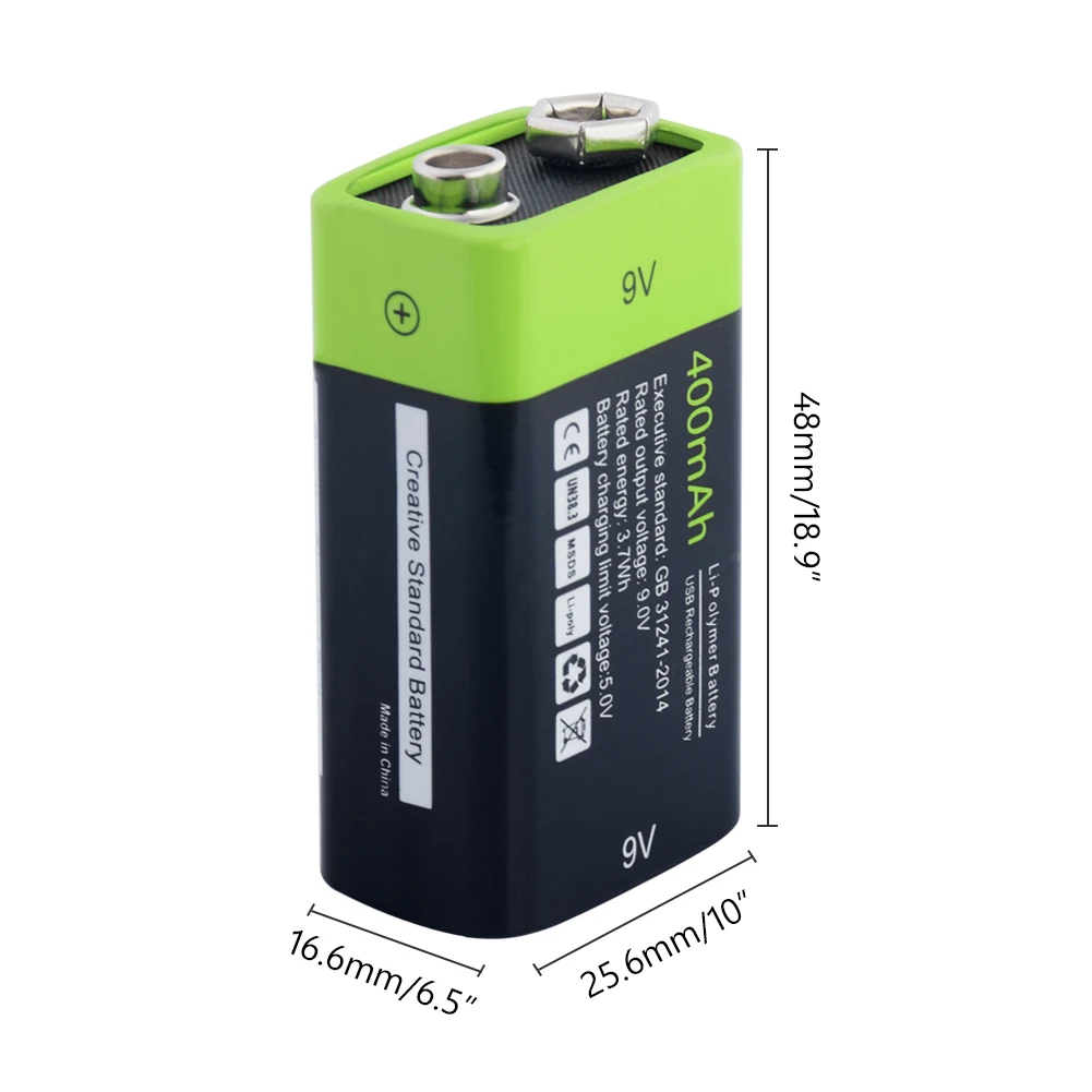Lipo USB Перезаряжаемый 9V 400mAh ZNT Аккумулятор Автомобильное зарядное устройство