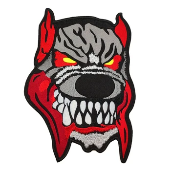 

EVIL DOG Embroidered Patches Full Back Size Badges for Jacket Iron On Clothing Motorcycle Vest DIY Appliques Craft Decoration