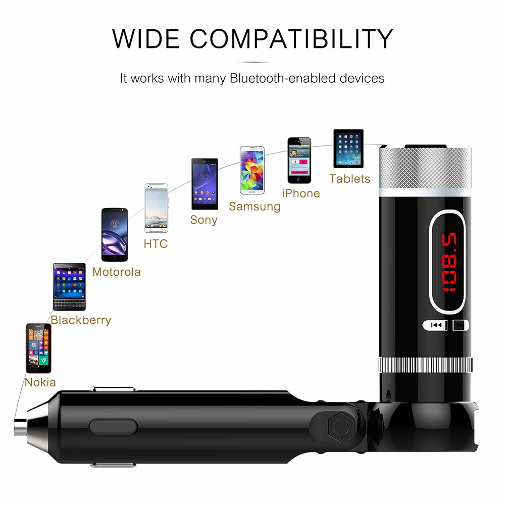 Беспроводной Bluetooth fm передатчик Mpow MBT20 встроенный Чипсет CSR Handsfree адаптер для