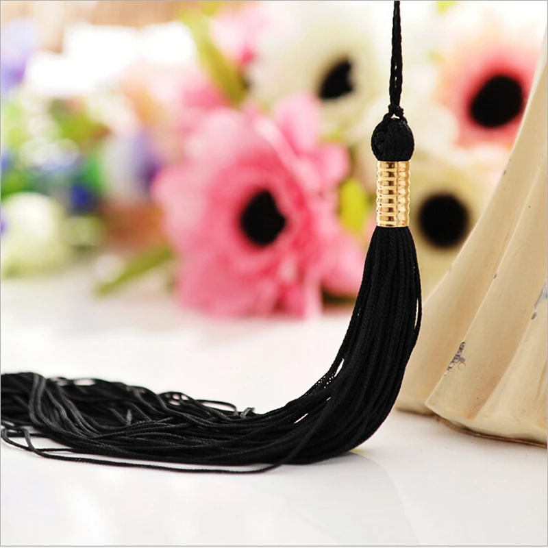 100pcs/lot wholesale long graduation cap tassel frim with gold cap diy