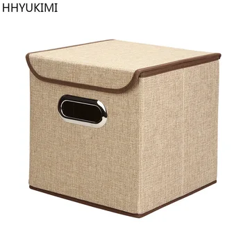 

HHYUKIMI Non-Woven Fabric Organizer Storage Box Toy Book Sundries Shoes Clothing Storage Baskets With Lid Stainless Steel Handle