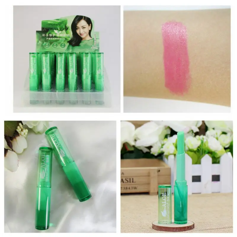 Waterproof Natural Aloe Vera Gel Nourishing Color Changing Lipstick Portable Facial Makeup Moisture Lipstick Lip Balm