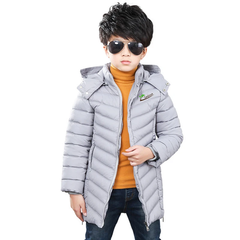 Детская зимняя куртка для мальчика, пуховая одежда Детская осенняя стеганая куртка с капюшоном, парка длинное пальто, ультра-светильник пальто, От 3 до 15 лет