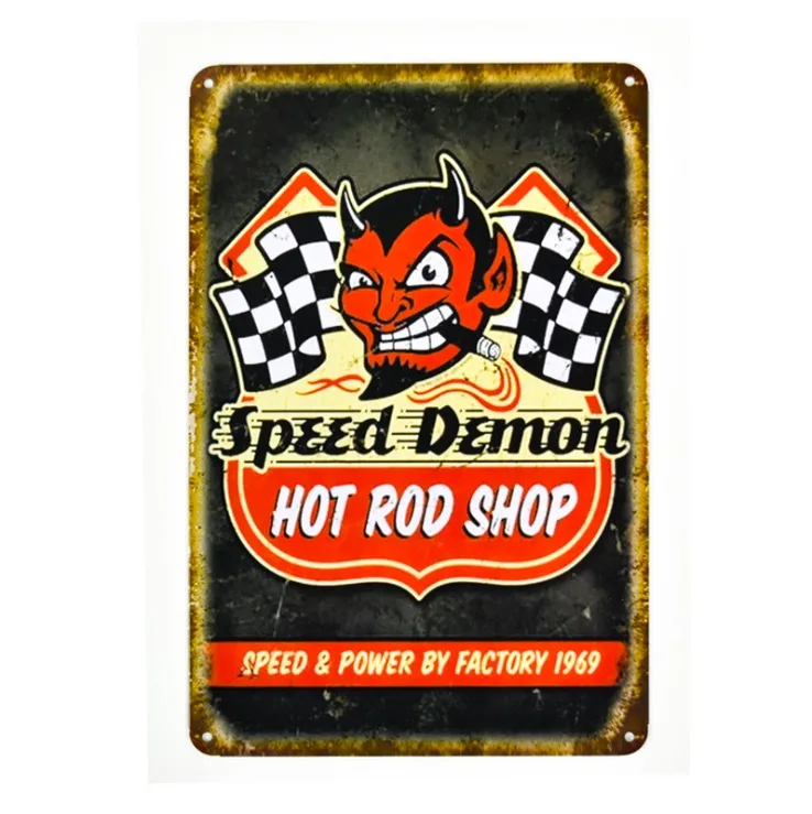 1 Pc Hot Rod Cars Shop Garage Mechanic Tin Plates Signs Wall Room