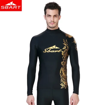 

SBART Anti-UV Rashguard Man Long Sleeve Dive Wetsuit Surf Top Sunscreen Swim Shirts Surf Mans Swim Rash Shirt Plus Size 4XL J714