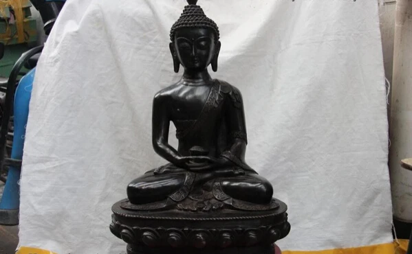 

USPS to USA S1062 19 Tibet Buddhism Temple Copper Bronze Amitabha Rulai Sakyamuni Buddha Statue (B0328)