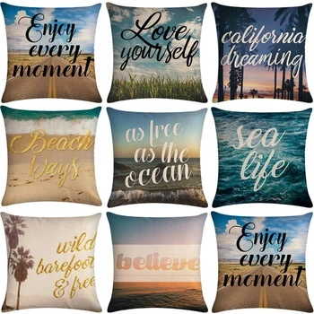 

Beach Sea Sofa Decorative Cotton Linen Cushion Cover Pillow Pillowcase 45*45 Throw Pillow Home Decor Pillowcover 40613
