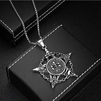 

Pentagram Skull Pendant Necklace Retro Punk Five Awn Star Stainless Steel SeaMen Jewelry Fashion Accessories, Item NO.: LP1316