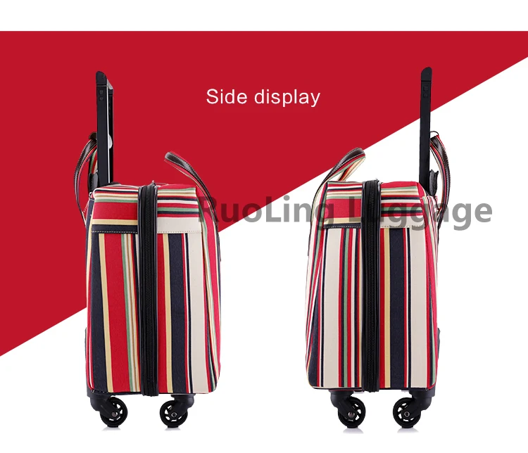 LeTrend сверхлегкие дорожные сумки женские Ретро полосатые сумки на колёсиках Спиннер чемодан из материала Оксфорд колёса тележка
