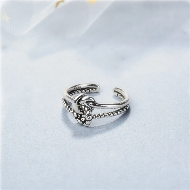 

Whole sale 925 thai sliver bridal sets two knots twisted adjustable ring massive 925 silver ring wholesale lots bulk KJZ0240