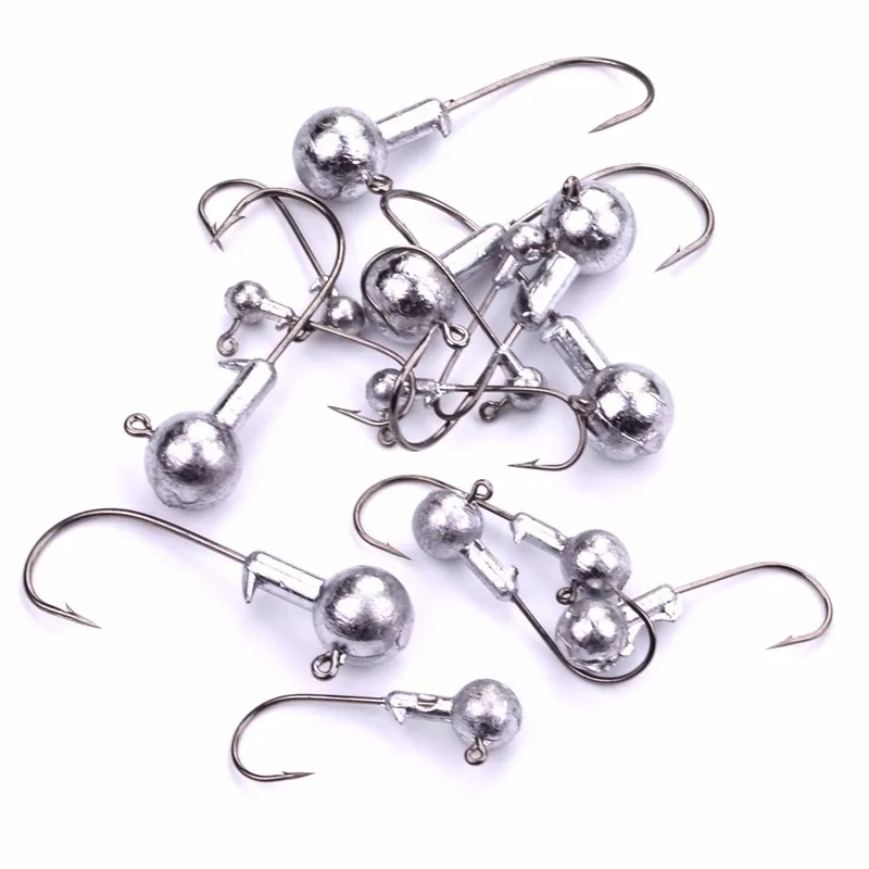

10PCS/lot Fishing Hook 1-10g Hooks For Soft Fishing Lure Carbon Steel Fishhooks FSSJIG002