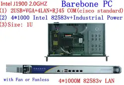 1U j1900 маршрутизатор брандмауэра pfsense PC x86 сервер ПК с celeron J1900 quad core четыре нити тонкий клиент/linux