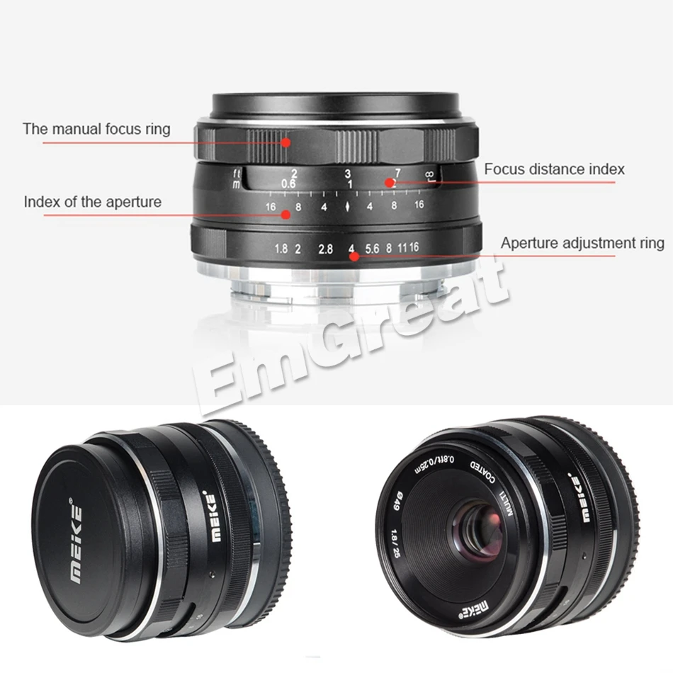 Meike 25 мм F1.8 ручная широкоугольная основная линза для Sony E Mount/для Fuji/M4/3 камера A6500 A7