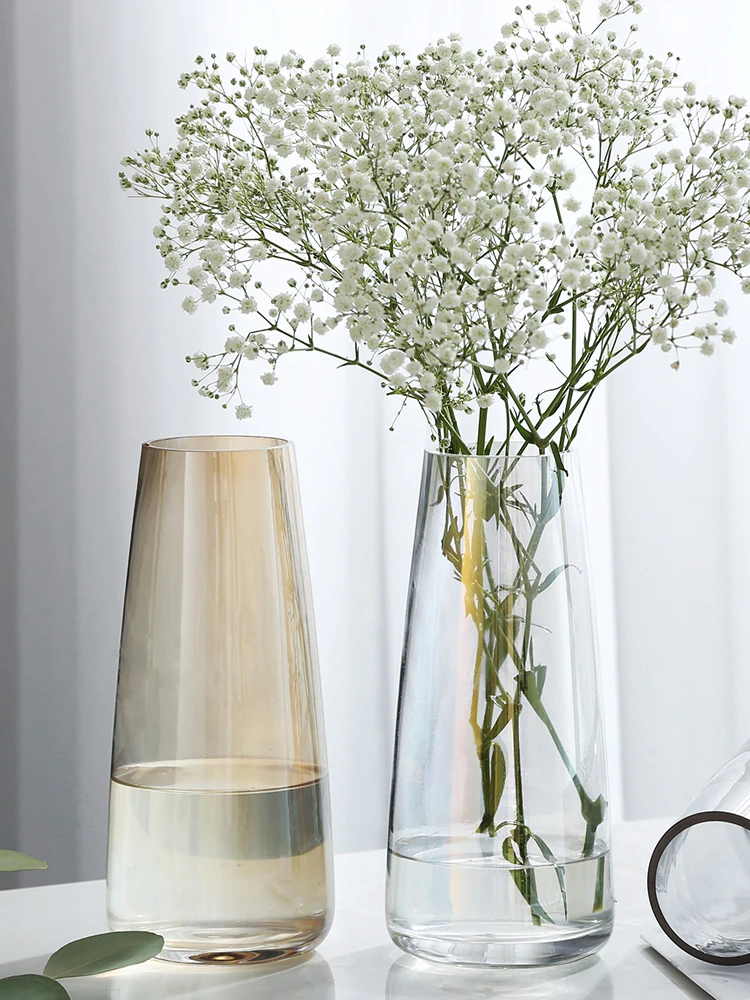 Скандинавская стеклянная ваза, ПРОСТАЯ ПРОЗРАЧНАЯ многоцветная ваза для водной культуры, вставленные цветы, настольные украшения, украшение для дома
