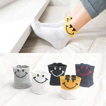 

5 Pair/Lot Smile Socks For Women Cotton Short Socks Cute Summer Sock Female Casual Cartoon Socks Dropshipping