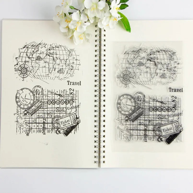 

French Words Transparent Clear Silicone Stamp/Seal for DIY Scrapbooking/photo Album Decorative Clear Stamp Sheets World Map