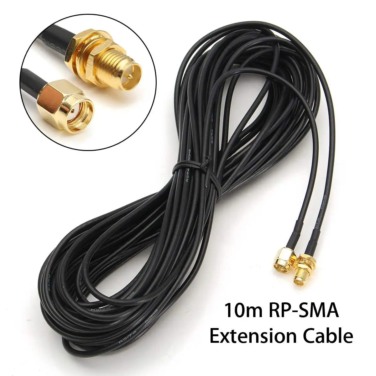 10 м RP-SMA мужчин и женщин Wifi антенный разъем Удлинительный кабель линия черная обратная полярность sma Удлинительный кабель