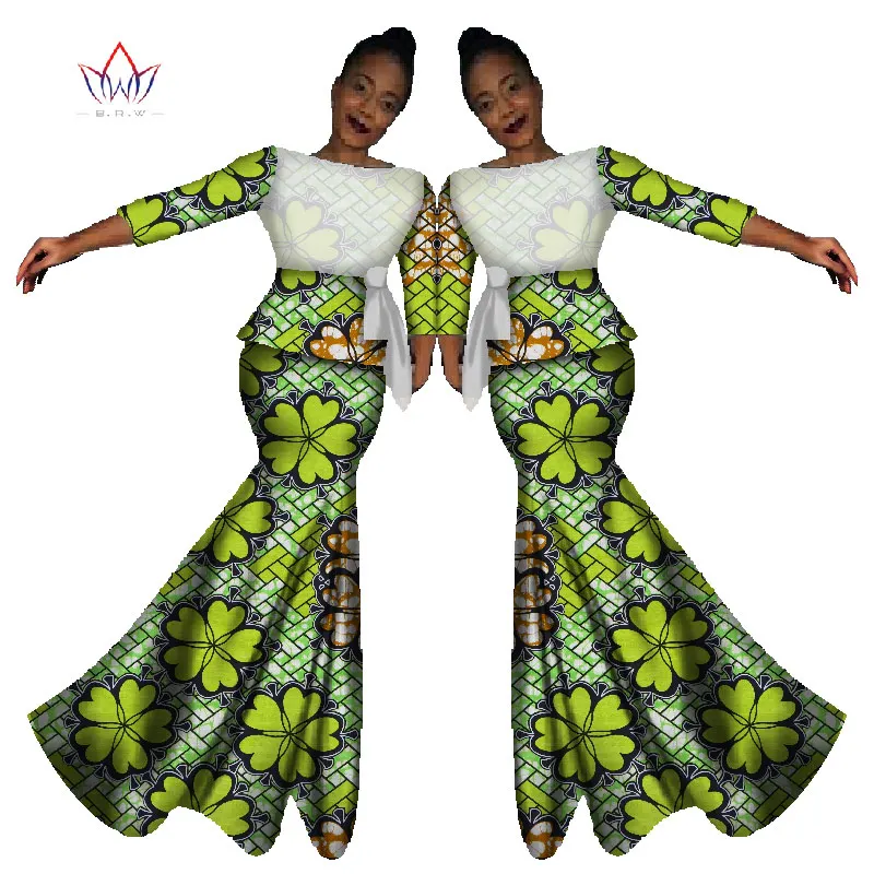 2017 Spring  skirt set african designed clothing traditional bazin print Bazin Riche plus size skirt set  cotton dress 7xl WY566