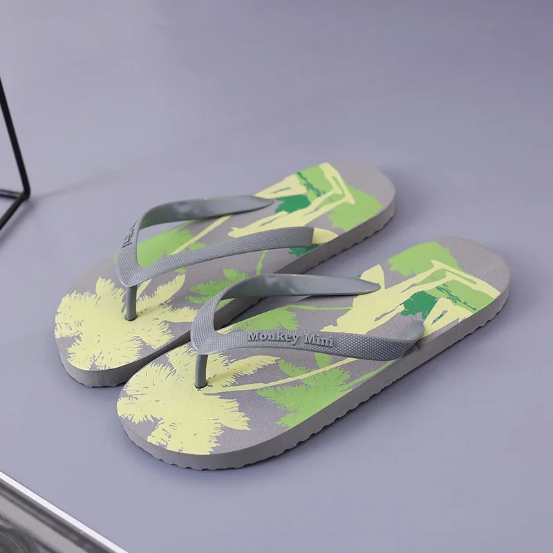 

Coconut Tree Print Men Flip Flops Summer Beach Footwear Men Shoes High Quality zapatos hombre 8H0158