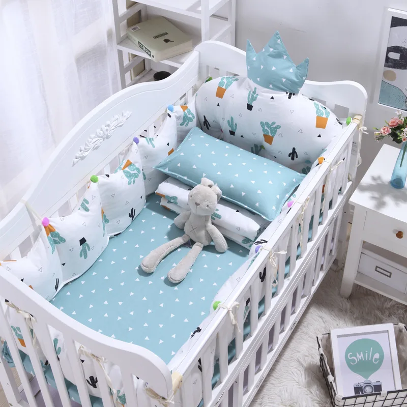4pcs Cotton INS Crown Type Cradle Protector Barrier For Bed Baby Bedroom  Bed Linen  Baby Room Decoration Bed Decor