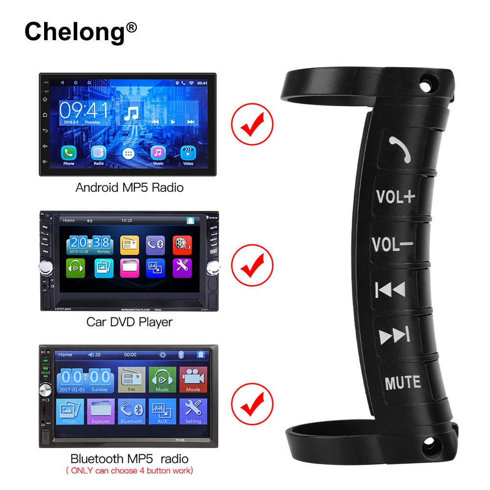 Control Universal volante de coche, botón de navegación para coche, DVD, 2 din, android, cable Bluetooth para ventana - AliExpress