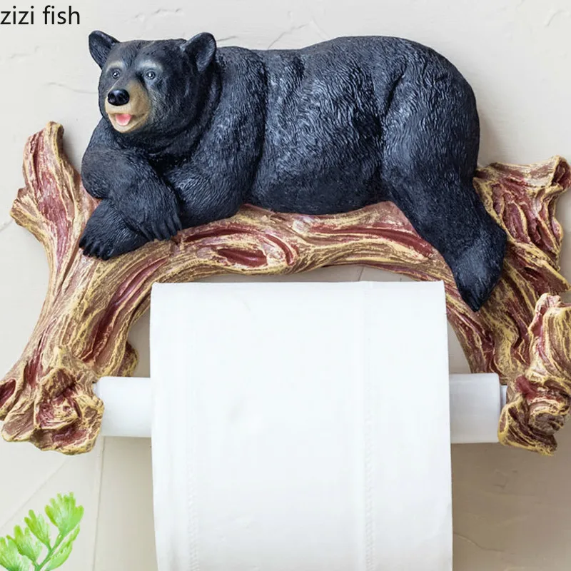 

Bear-shaped Resin Paper Towel Rack Paper Towel Storage Rack Home Decorations Toilet Accessories Bathroom Supplies