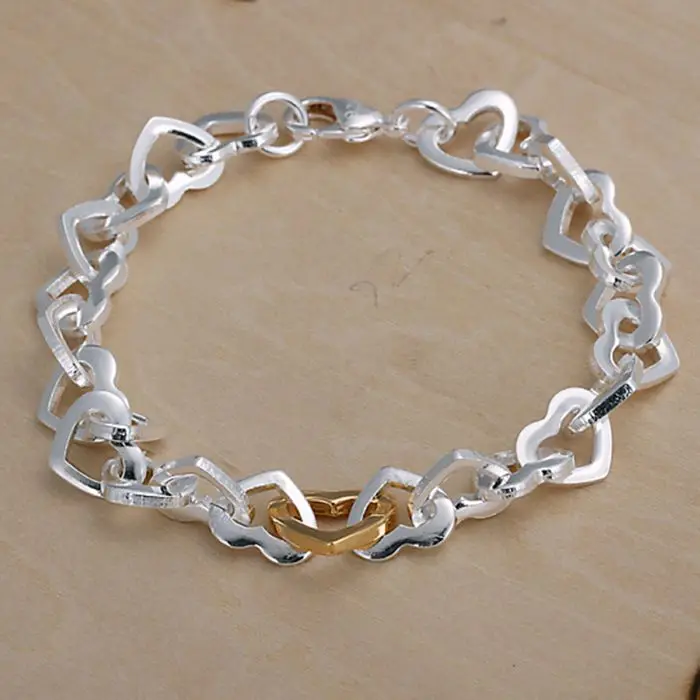 

925 jewelry silver plated jewelry bracelet fashion color hearts bracelet top quality wholesale and retail SMTH077