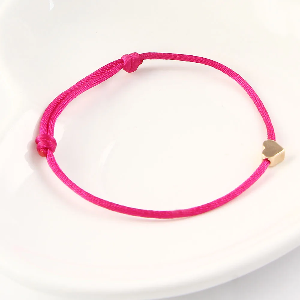 

Simple Charm Bracelet Bangle black red colour Minimalist Adjustable Rope String Heart Bracelet For Women Men lovers bead jewelry