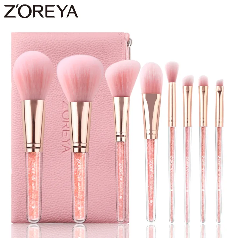 Pаспродажа Zoreya Марка 8 шт. розовый кристалл набор кистей для макияжа Eye Shadow Безупречный Корректор складки бровей фонд кисти лицо Инструменты Кисти