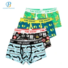 Pink Heroes 4pcs/lot Men Underwear Boxer Mens Underwear Cotton Roller Printing Colorsafe Boxers Cartoon Fashion Boxer Shorts