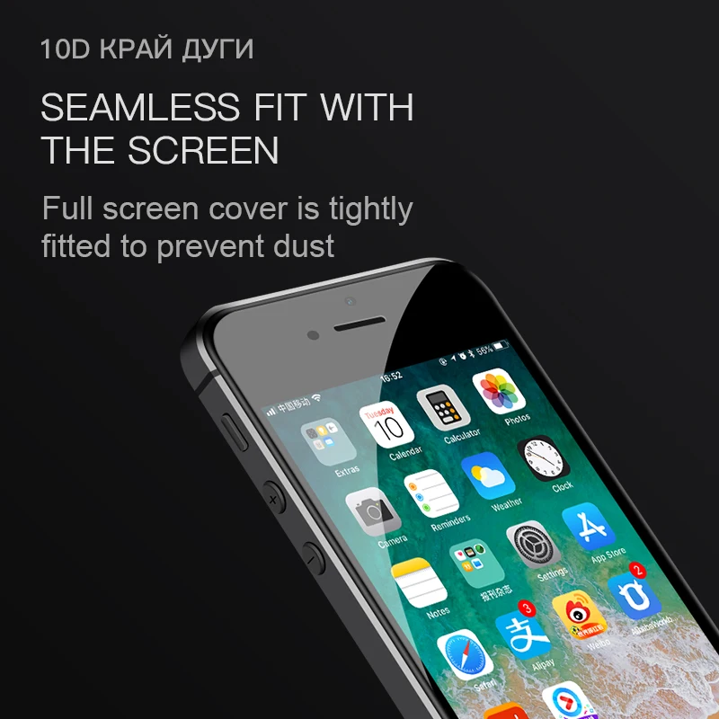 ESVNE 10D полное покрытие, Защитное стекло для iPhone 5S 5 SE, защитное закаленное стекло для Iphone 5 5S Se, пленка