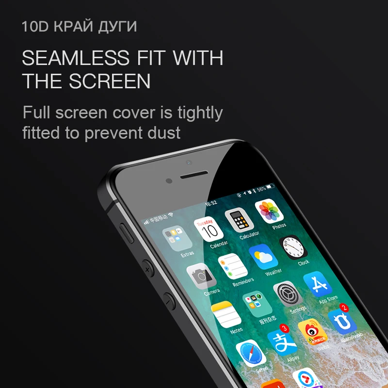 ESVNE 10D защитное стекло с полным покрытием для iPhone 5S 5 SE защита экрана закаленное