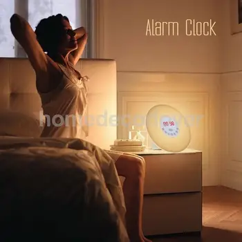 

New Arrivals Sunrise Alarm Clock LED FM Radio Bedside Night Lamp EU Plug Home Decor