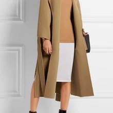 UK Осень Зима Женское простое классическое верблюжье шерстяное длинное пальто с поясом женский халат Верхняя одежда manteau femme abrigos mujer