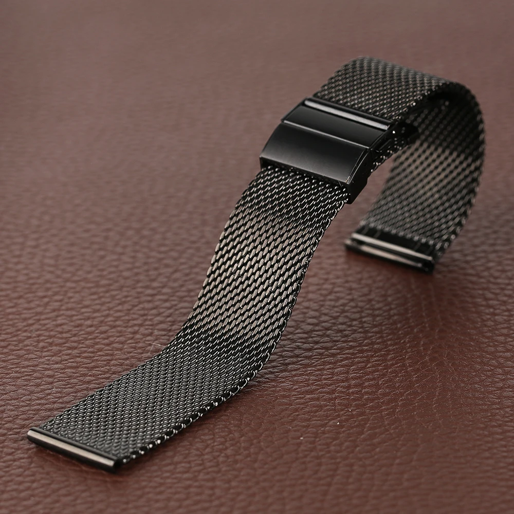 2018 New Arrival 182022mm Black Silver Watch Band Replace Stainless Steel Bangle Band High Qulity Bracelet for Women Men (8)