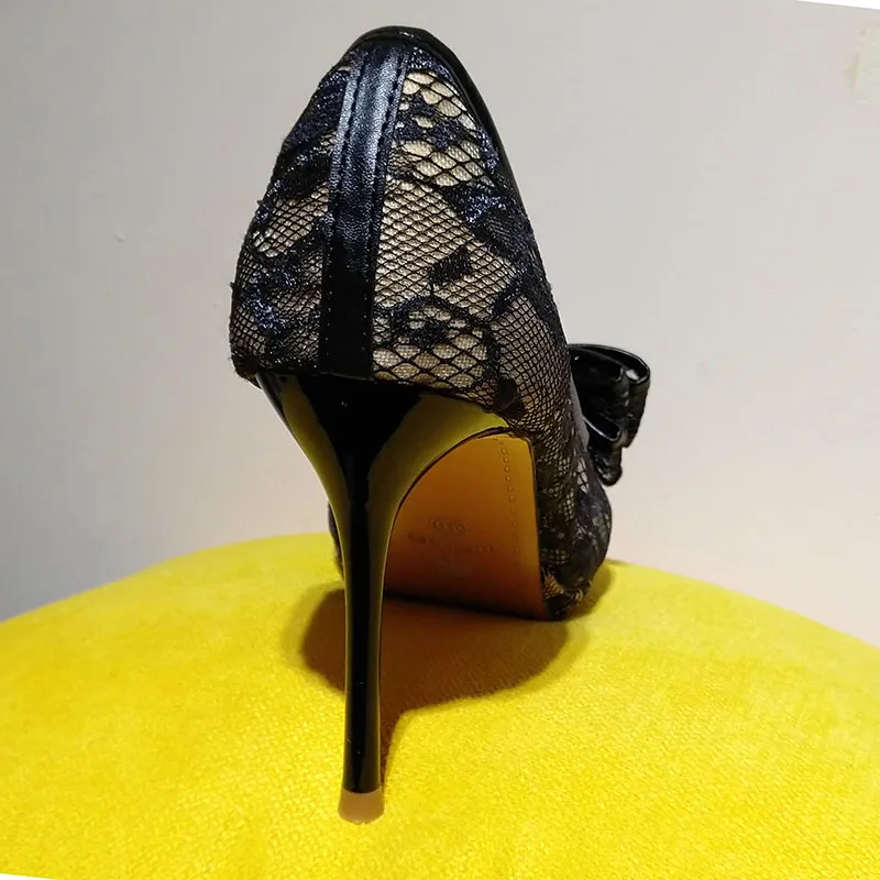 Sexy platform heels Peep Toe Lace Black high heels shoes White wedding shoes ladies sandals Pumps Women shoes 2019