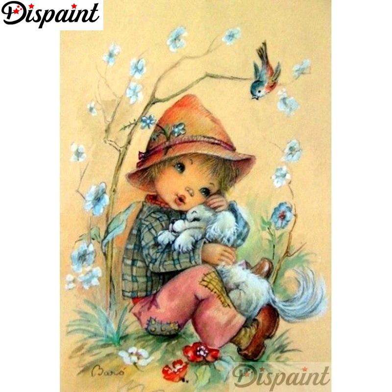 

Dispaint Full Square/Round Drill 5D DIY Diamond Painting "Cartoon girl flower" 3D Embroidery Cross Stitch Home Decor Gift A18387
