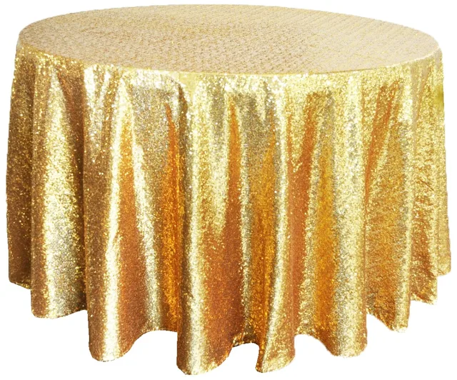 132 Round Tablecloth Polyester Tablecloths Table Cover Gold Sequin 132 Round Tablecloth Polyester Tablecloths Table Cover Gold Sequin Wedding Cloth White