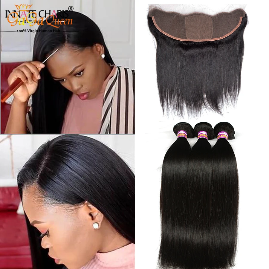 

7A Brazilian Virgin Hair Silk Base Closure With Bundles Cheap Unprocessed Straight Human Hair  Bundles With Silk Base Closure