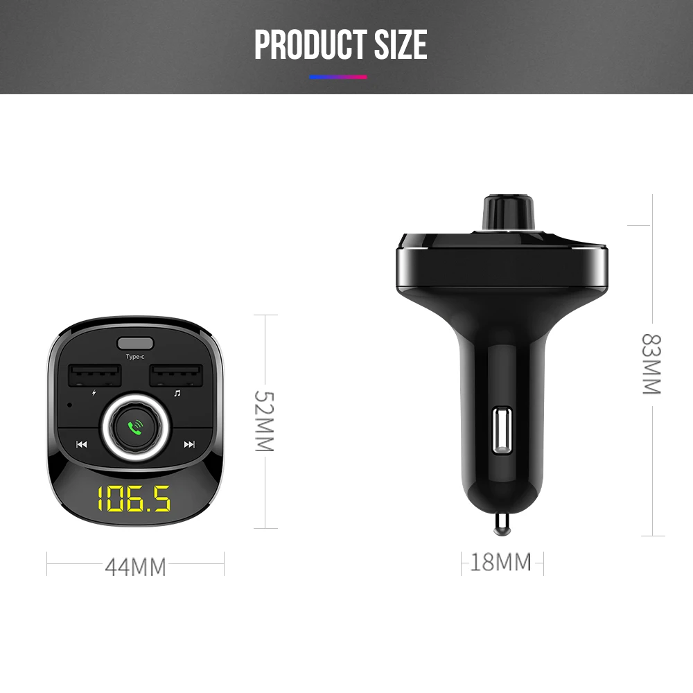 12 V-24 V 3.1A автомобильной Тип-C смарт-микрофон Bluetooth автомобильный набор, свободные руки, MP3 Портативный громкой связи Bluetooth гарнитура для авто Dual USB FM