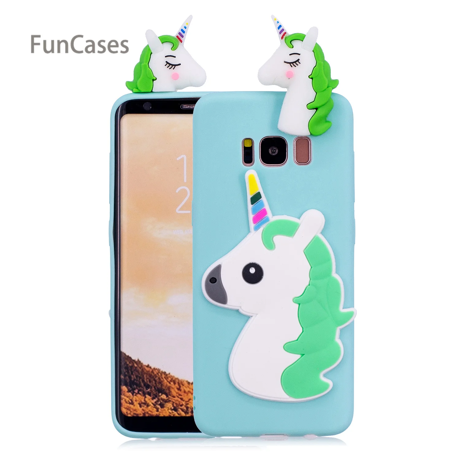 Красочные Единорог чехол для телефона СПС Coque samsung S8 Мягкий силиконовый Fundas