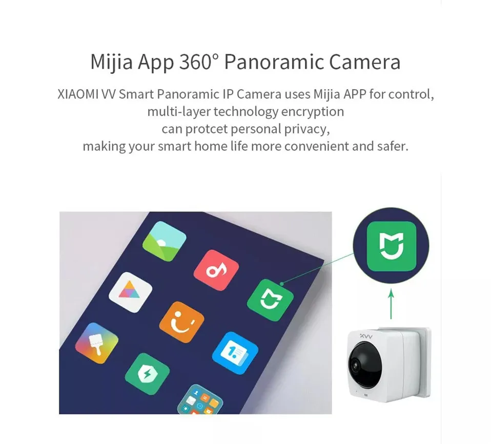 2Xiaomi Mijia XiaoVV Smart Panoramic IP Camera HD 1080P 360° Panoramic AI Humanoid Detection Night Version Work to Mi Home App