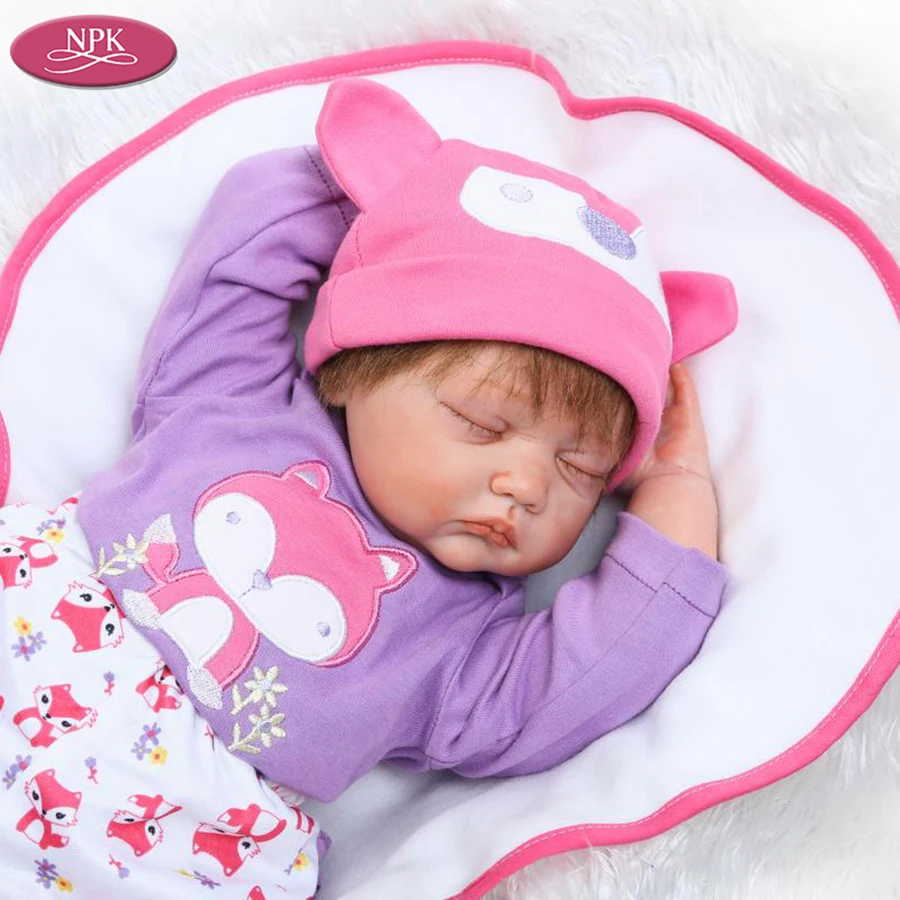 NPK 55CM Silicone Simulation Newborn Baby Reborn Dolls Soft Cloth Body Realistic Babies Girl Kids Doll Toys Magnetic Pacifiers (8)