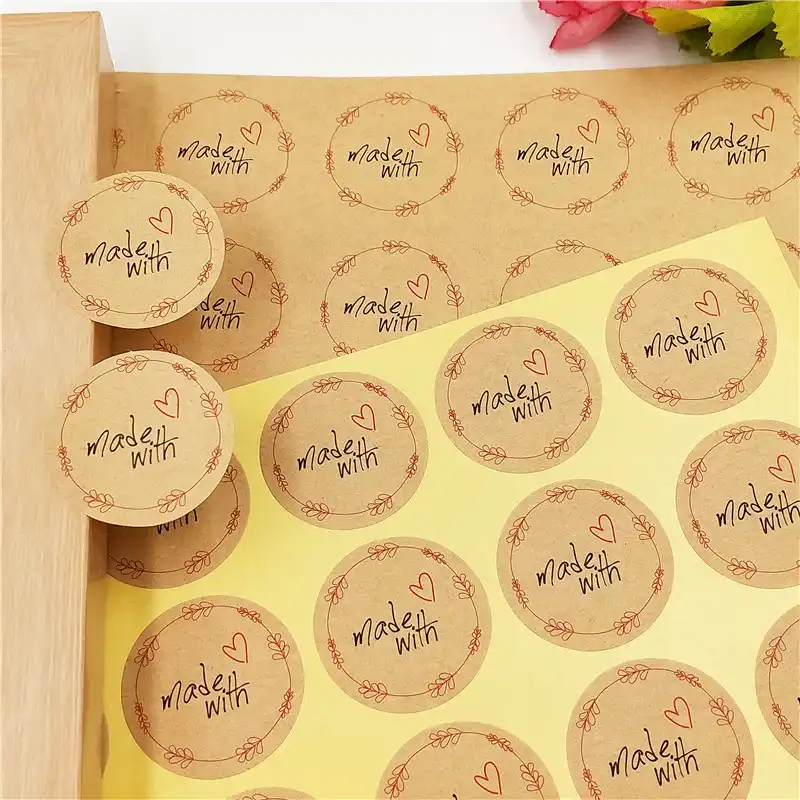 round kraft stickers