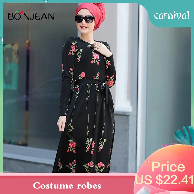 Мусульманское платье женская модная Роза мусульманское длинное туника Jubah