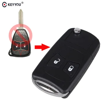 

KEYYOU 2 Button Modified Flip Car Key Blank For Chrysler Aspen Dodge Jeep Commander Grand Cherokee Car Key Shell Remote Case