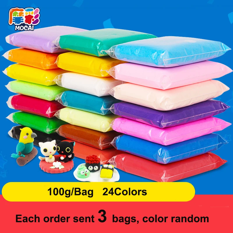 3 packs set 24 Colors DIY Air Dry Colored Clay Cold Porcelain Play Dough Children Foam