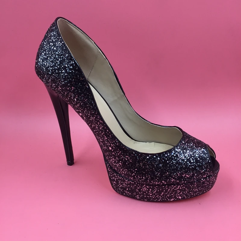 Size 15 Glitter Women Pumps Evening Party Shoes Ladies Peep Toe ...