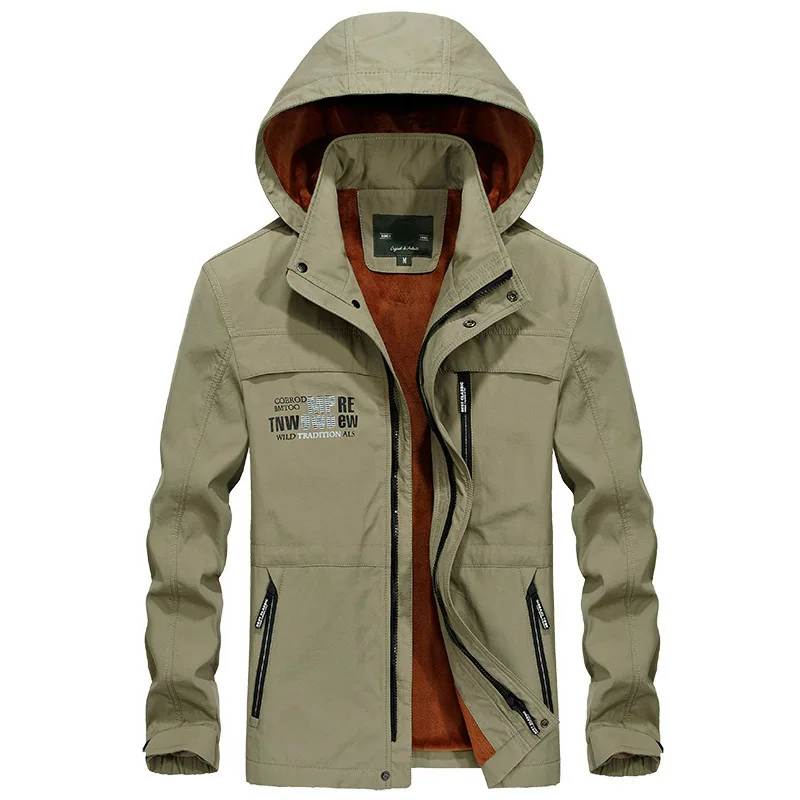 

AFS ZDJP 2019 Men M-4XL New Autumn winter Waterproof Coat Jacket Man Plus velvet Thick hooded Outwear JEE Plu Jackets