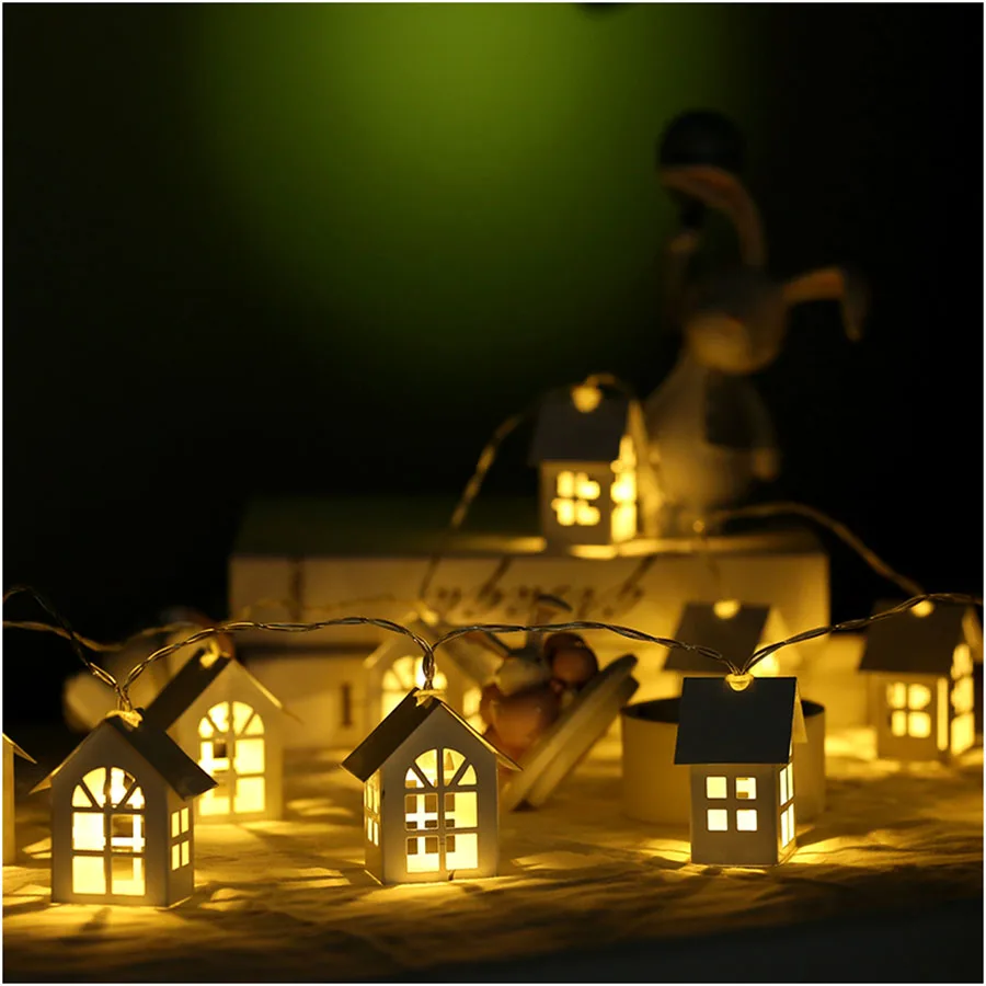 Светодиодный гирлянда, деревянный дом, светодиодный, 3 м, 20 светодиодный, s комнатный декор, струнный светильник, Свадебная вечеринка, праздник, Рождественский Сказочный светильник, s, новинка, лампа